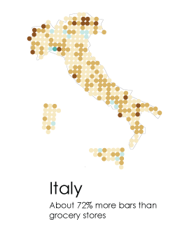 Illustration for article titled A Map Of Where Bars Outnumber Grocery Stores